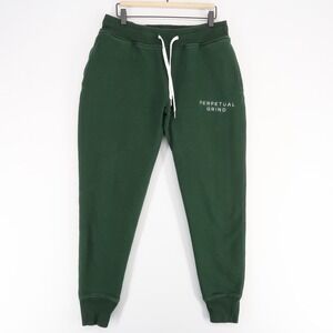 Perpetual Grind Sweatpants Mens L Green Joggers Elastic Waist Drawstring Fleece